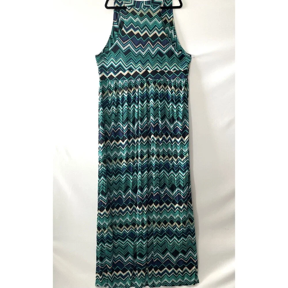 NWT INC International Concepts Maxi Dress Sleeveless Boho Chevron Blue Size 3X - Picture 2 of 10